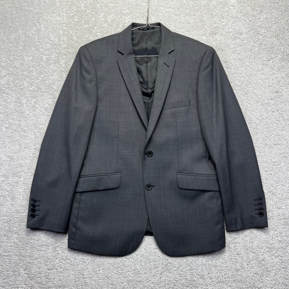Combatant Gentlemen Blazer Mens 38S Grey Slim Fit 100% Wool 2-Button Suit Jacket